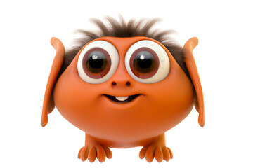 Fototapeta premium Funny strange fantasy monster smiling with big eyes - Generative AI 3D Illustration isolated on white background