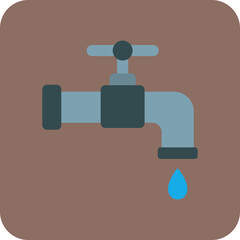 Water Tap Multicolor Round Corner Flat Icon