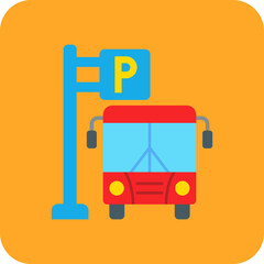 Parking Area Multicolor Round Corner Flat Icon