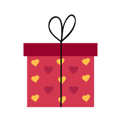 Gift box with hearts. Vector Illustration for printing, backgrounds, covers and packaging. Image can be used for greeting cards, posters, stickers and textile. Isolated on white background.