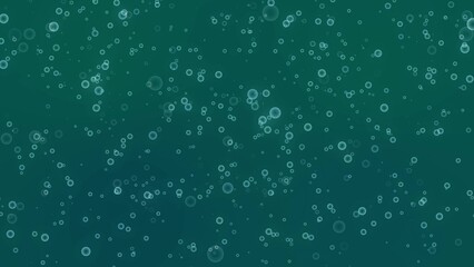 Abstract bubbles on a turquoise background 4k. 3d Render. Motion design bubbles from soda.