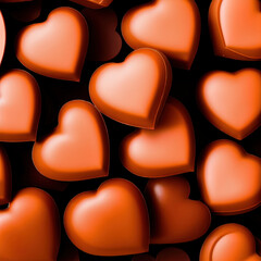 close-up of a bunch of chocolate that are shaped like hearts, love, heart, valentine, - AI Generated