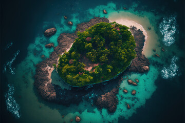 Fototapeta na wymiar Drone Photography - Tropical Island (Generative Art)