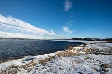 Shore of the St-Lawrence river seen from Godbout village on the North Shore