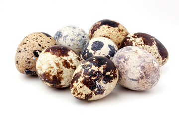 quail eggs on a white background (not isolated).