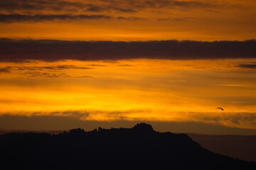Spectacular and colorful sunrise on the horizon in Murcia	
