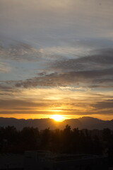 Spectacular and colorful sunrise on the horizon in Murcia	