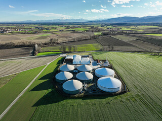 A modern biogas plant in the province of Cuneo in Piedmont. Italy 
