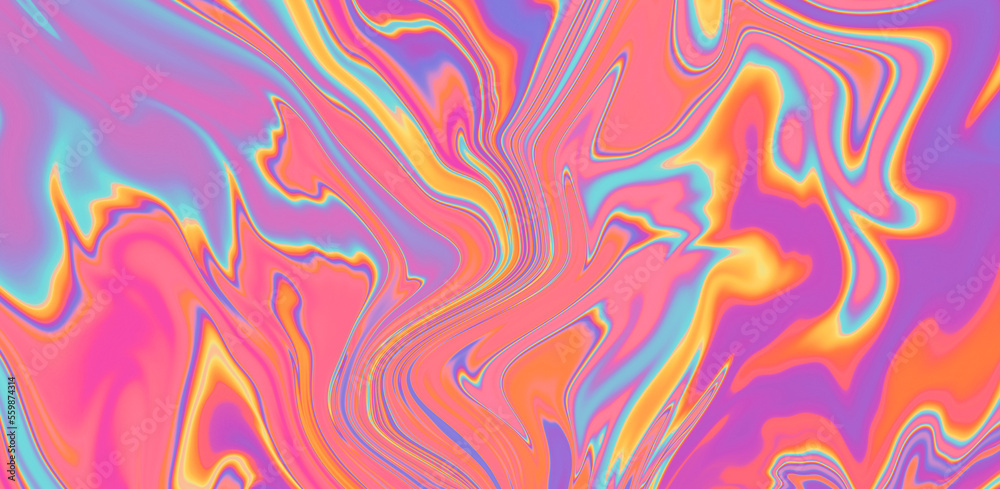 Poster Abstract neon background with colorful leaks in psychedelic style.
