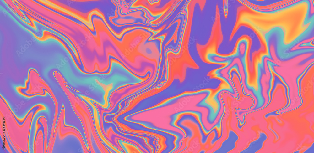 Poster Abstract neon background with colorful leaks in psychedelic style.