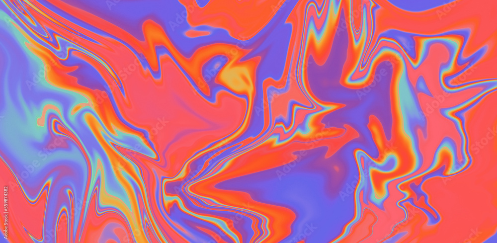 Poster abstract neon background with colorful leaks in psychedelic style.