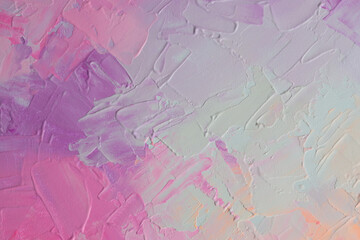 Modern oil and acrylic smear blot canvas painting wall. Abstract texture pastel neon, pink, violet, beige color stain brushstroke texture background.