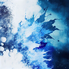 Blue and white abstract winter frozen background. Generative Ai