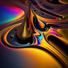 Holographic and metallic liquid painting background. Generative Ai