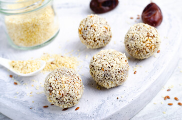 Vegan Sweets with Sesame Seeds, Delicious Candy Balls, Healthy Candies