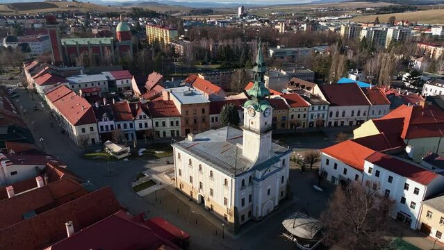Aerial view of the historical town of Kezmarok in Slovakia