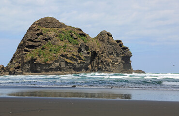 Volcanic cliffs on Piha Beach - New Zealand