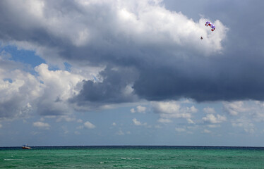 Parasailing over Caribbean Sea - Mexico