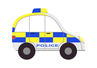 Vector cartoon police car. Isolated flat british vehicle on white backdrop © Olha