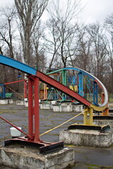 Fototapeta na wymiar Monorail in an abandoned amusement park