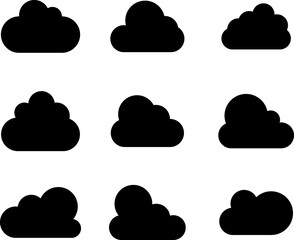 Set of Cloud Icons in trendy flat style isolated on blue background. Cloud symbol for web site design, logo, app. Vector illustration.