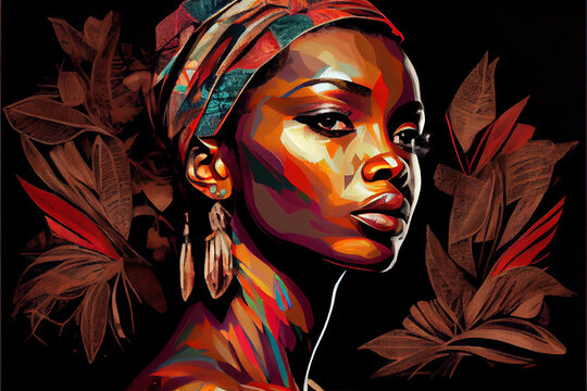 strong proud black women digital art poster series, generative ai