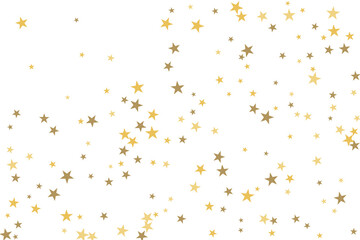 Star confetti. Gold casual confetti background. Bright design pattern.