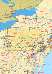 Pennsylvania Karte mit Städte Gemeinde Landkreise Flüße Straßen