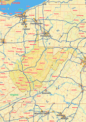 Wisconsin Karte mit Städte Gemeinde Landkreise Flüße Straßen