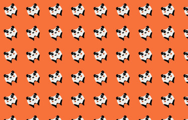 cute orange pattern with pandas, wrapping paper