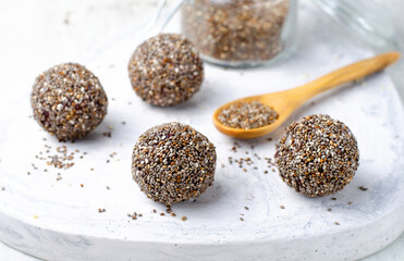 Chia Seed Vegan Sweets, Delicious Candy Balls, Healthy Candies