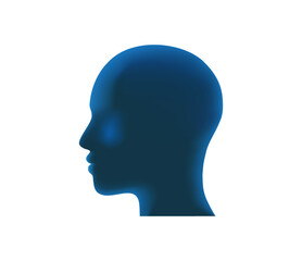 3D head icon. Human head silhouette black color vector white background. Human head profile black shadow silhouette 3D render vector illustration