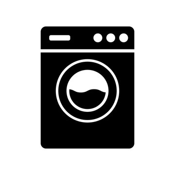 Washing machine icon. Washer. Black silhouette. Front view. Vector simple flat graphic illustration. Isolated object on a white background. Isolate.