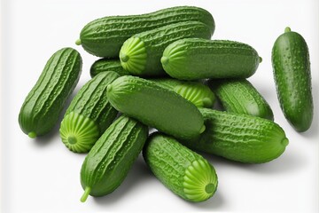  a pile of cucumbers sitting on top of a white surface next to each other on top of a table with a white background and a white background with a white border and a white border.