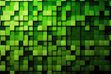 Horizontal format, green abstract square mosaic tile backdrop. Generative AI
