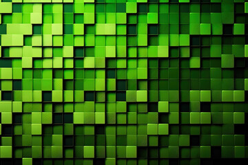 Fototapeta premium Horizontal format, green abstract square mosaic tile backdrop. Generative AI