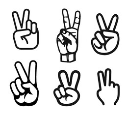 The hand shows the symbol of peace by raising two fingers up