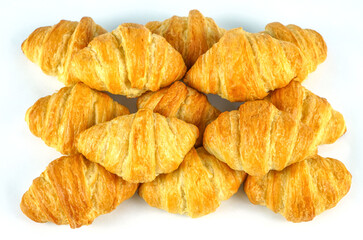 close up on butter cocktail croissants isolated on white background