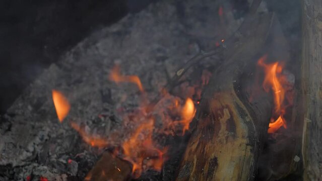 Campfire wood burning fire hot camping smoke ash