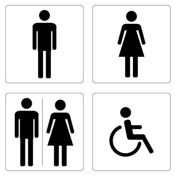 Male and female toilet icon, isolated on white. WC symbol