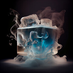 Steaming block of ice generative ai