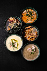 A variety of hot dishes in the restaurant, healthy food