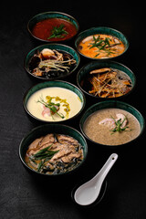 A variety of hot dishes in the restaurant, healthy food