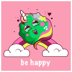 Unicorn and magic things for kids greeting card design, t-shirt print, inspiration poster.
