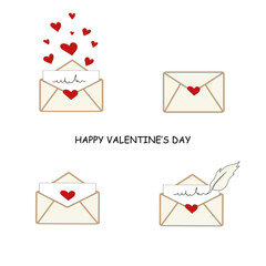 Set of love letters. Happy Valentine's Day. Love greeting card
