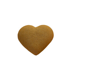 heart shaped cookie isolated on white background. Valentine Day, greeting card, pastry. Birthday card, Mother Day card, valentine day, marriage, greeting card, postcard, invitation. Copy space pattern