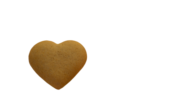 heart shaped cookie isolated on white background. Valentine Day, greeting card, pastry. Birthday card, Mother Day card, valentine day, marriage, greeting card, postcard, invitation. Copy space pattern
