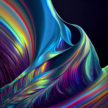 Magic iridescent waves, oil slick ocean like dreamy oneiric, abstract ocean holographic ripples digital liquid rainbows trippy psycadelic, psychedelic, iridecent, irridesint (generative AI, AI)