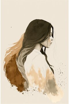 Minimalist, Two Toned Boho, Drawing, Earth Tones, AI Assisted Finalized In Photoshop By Me 