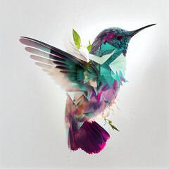 Double exposure hummingbird ai art © Elka